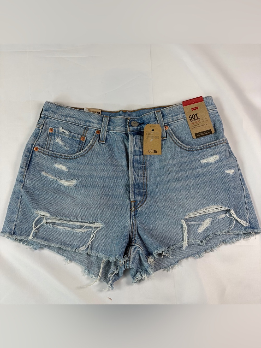 NWT Levi's 501 Women Size 31 High Rise Distressed Button Fly Cut Off Jean Shorts
